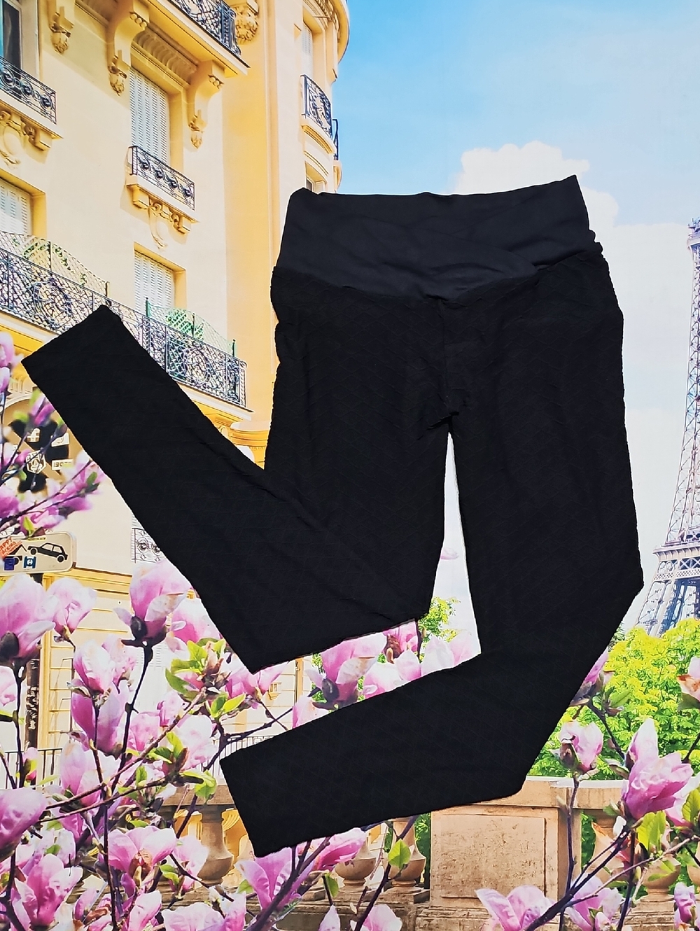 Boom Booty Black Textured Leggings Low Waisted Medium New